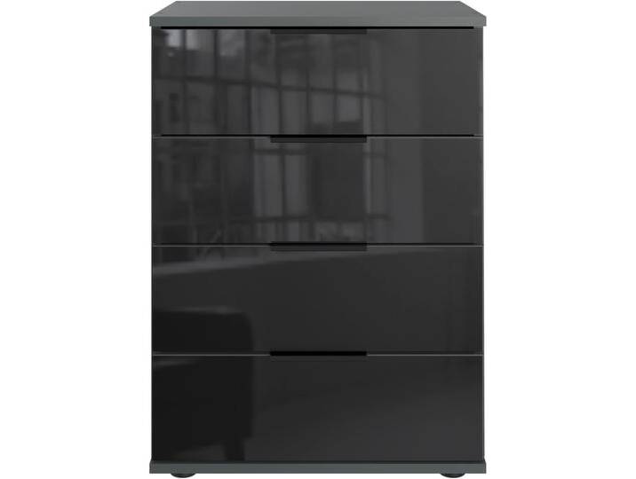 Nachtkommode WIMEX Saigon , schwarz (graphit, glas schwarz), B:52cm H:74cm T:38cm, Spanplatte, Sideboards, mit 4 Schubladen, wahlweise Glas-oder Spiegelfronten von Wimex