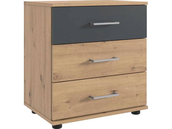 Nachtkommode WIMEX Taiga , grau (artisan eiche nachbildung, graphit), B:52cm H:58cm T:38cm, Spanplatte, Sideboards, mit 3 Schubladen, 52cm breit von Wimex
