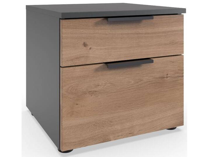 Nachtkommode WIMEX level36 A by fresh to go , schwarz (front plankeneiche nachbildung, korpus graphit), B:41cm H:39cm T:41cm, Spanplatte, Sideboards, 2 Schubladen mit soft-close Funktion von Wimex