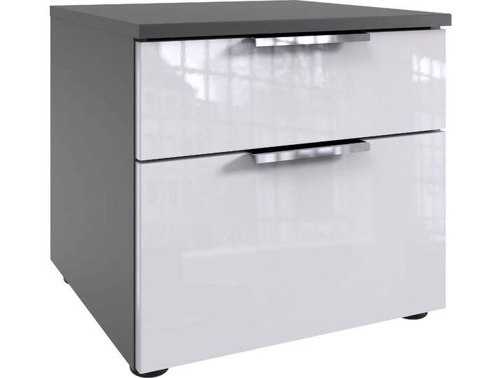 Nachtkommode WIMEX level36 D by fresh to go , grau (korpus graphit, front lack weiß), B:41cm H:39cm T:41cm, Spanplatte, Sideboards, 2 Schubladen mit soft-close Funktion, lackierte Front von Wimex