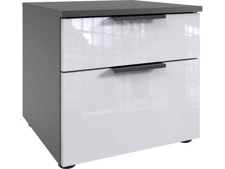 Nachtkommode WIMEX level36 D by fresh to go , grau (korpus graphit, front lack weiß), B:41cm H:39cm T:41cm, Spanplatte, Sideboards, mit soft-close Funktion und Lackfronten, 2 Schubladen von Wimex