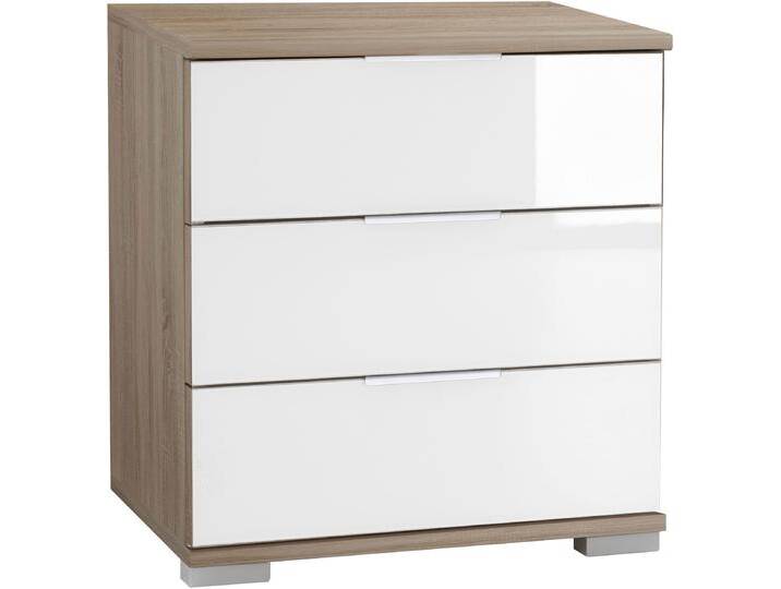 Nachtkonsole WIMEX Easy , braun (struktureichefarben hell, weißglas), B:52cm H:56cm T:38cm, Sideboards, mit Glas- oder Spiegelfront von Wimex