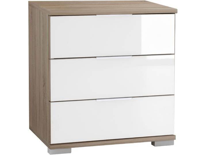 Nachtkonsole WIMEX Easy , braun (struktureichefarben hell, weißglas), B:52cm H:56cm T:38cm, Sideboards, mit Glas- oder Spiegelfront von Wimex
