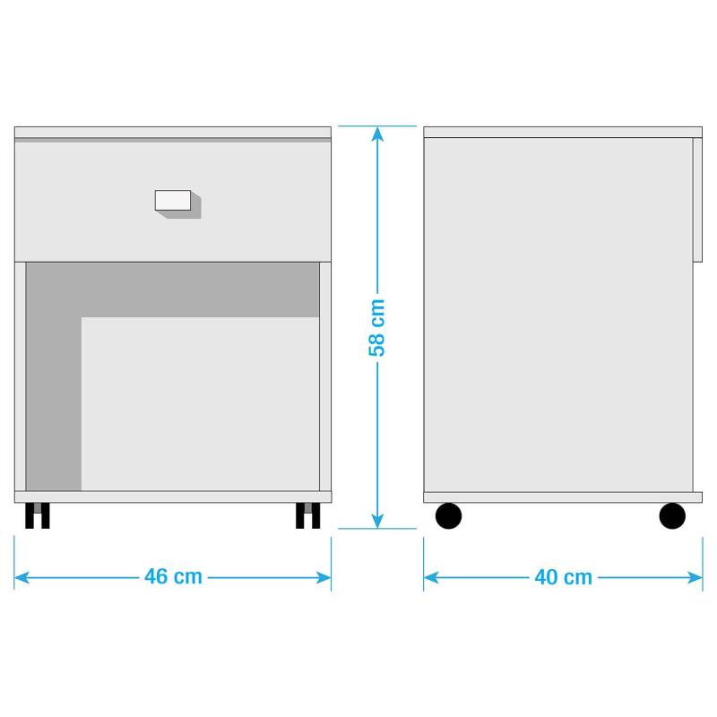 home24 Rollcontainer Cindy 46 x 58 x 40cm Weiß von home24