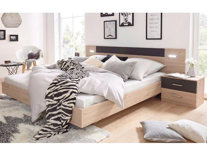 Schlafzimmer-Set WIMEX Angie , grau (hickory oak, graphit), Setmit Kleiderschrank Breite 225cm, Bett Liegefläche 160, B: 160cm, Schlafzimmermöbel-Sets von Wimex