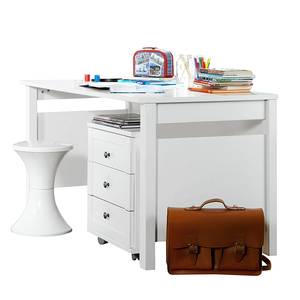 home24 Schreibtisch Filou 140 x 72 x 70cm Weiß Alpinweiß - mit Container von home24