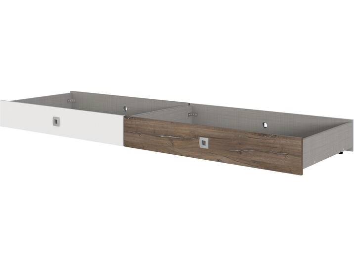 Schubkasten WIMEX Joker , weiß (weiß, flagstaff eiche), B:100cm H:16cm T:60cm, Schubladen, 2-teilig, für zusätzlichen Stauraum unter dem Bett von Wimex