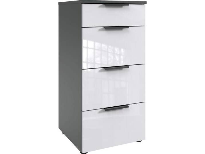 Schubkastenkommode WIMEX level36 D by fresh to go , grau (korpus graphit, front lack weiß), B:41cm H:84cm T:41cm, Spanplatte, Sideboards, mit soft-close Funktion und Lackfronten, 4 Schubladen, Kommode hoch von Wimex