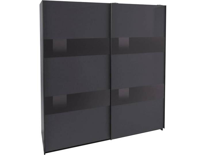 Schwebetürenschrank WIMEX Altona , grau (graphit, grauglas), B:180cm H:198cm T:64cm, Spanplatte, Schränke, mit Glaselementen und zusätzlichen Einlegeböden von Wimex