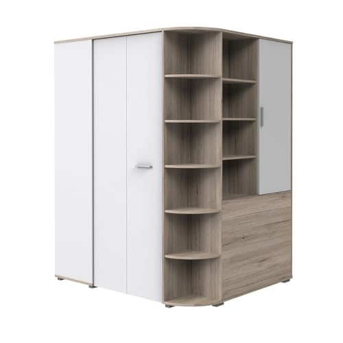 Wimex 399544 Joker Begehbarer Eckschrank mit Falttüren, Holzdekor, san remo-eiche/weiß, 148 x 124 x 198 cm von Wimex