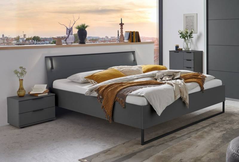 Wimex Bettanlage (4tlg) LED, Bett 188x92x210, Nachtkommoden, Kommode, Farbe Grafit, (4tlg) von Wimex