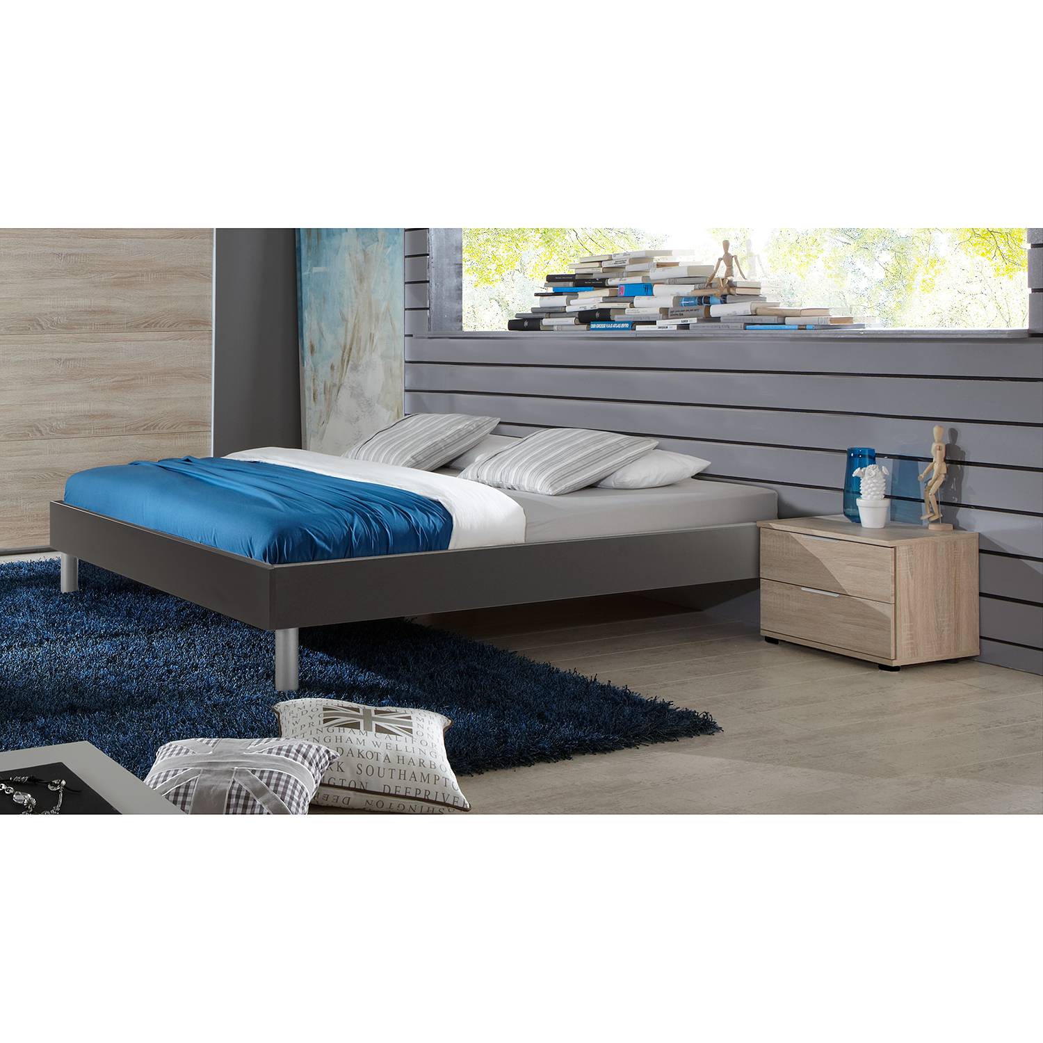 Wimex Bettgestell Easy Beds 100x200 cm Spanplatte Graphit Modern von Wimex