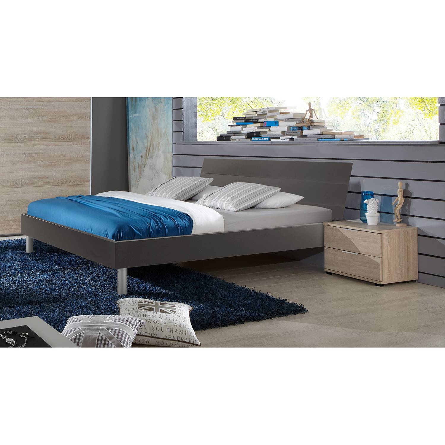 Wimex Bettgestell Easy Beds 120x200 cm Spanplatte Graphit Modern von Wimex