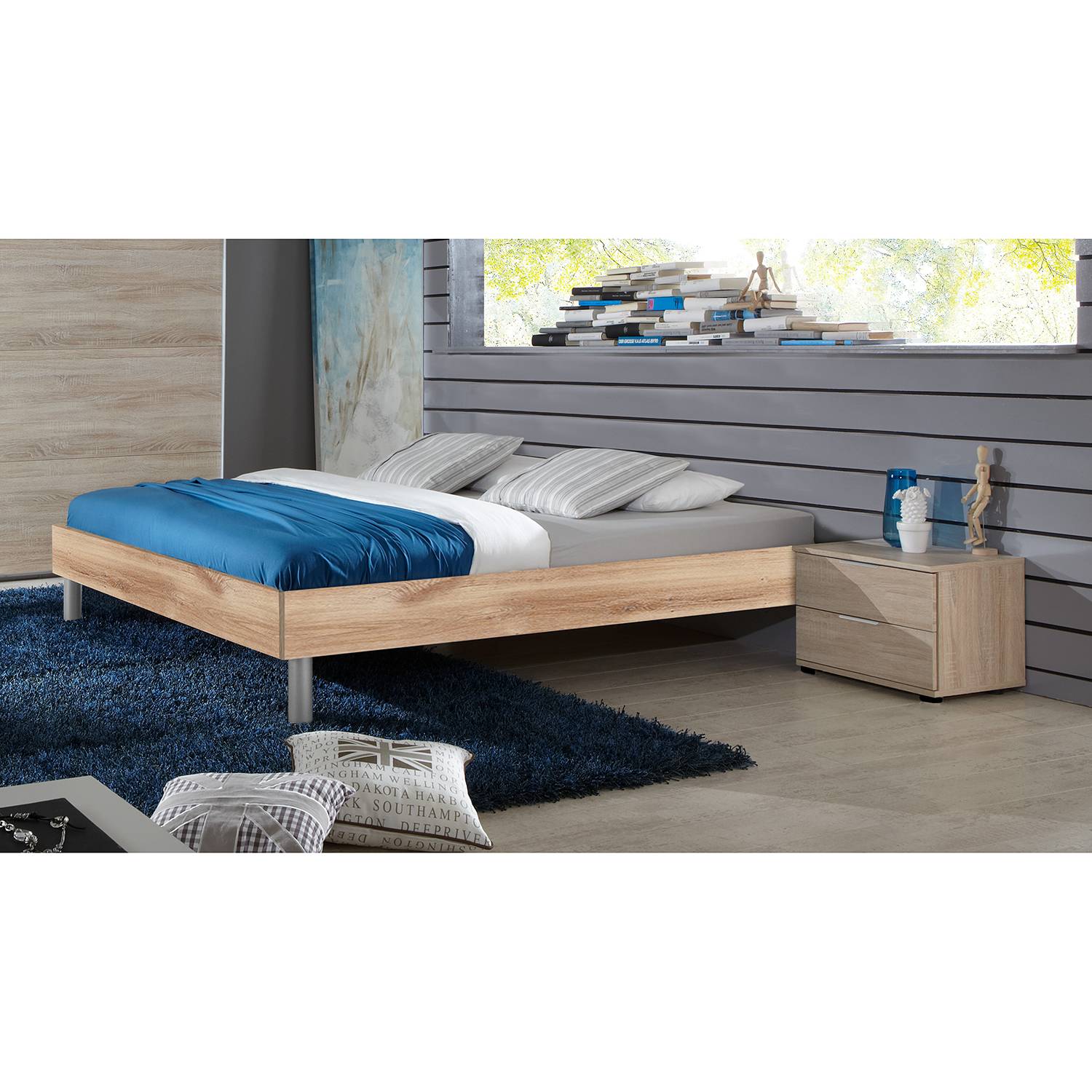 Wimex Bettgestell Easy Beds 140x200 cm Spanplatte Plankeneiche Dekor Modern von Wimex