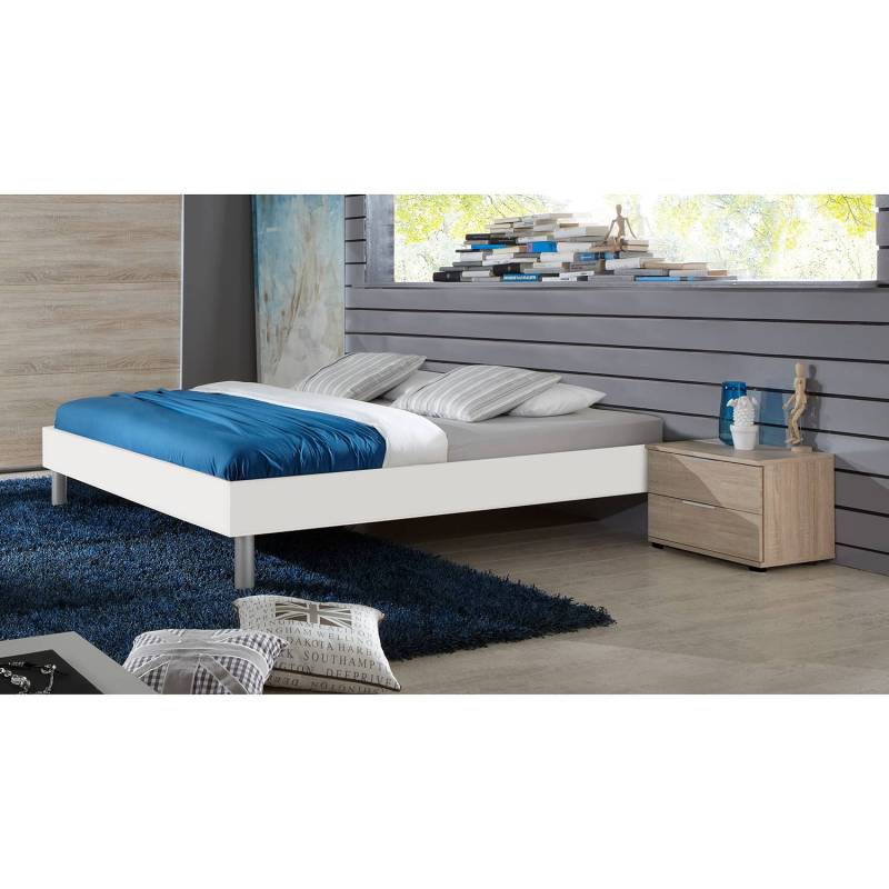 home24 Futonbett Easy - Liegehöhe 55 cm 180 x 200cm Spanplatte foliert Weiß/Weiß von home24