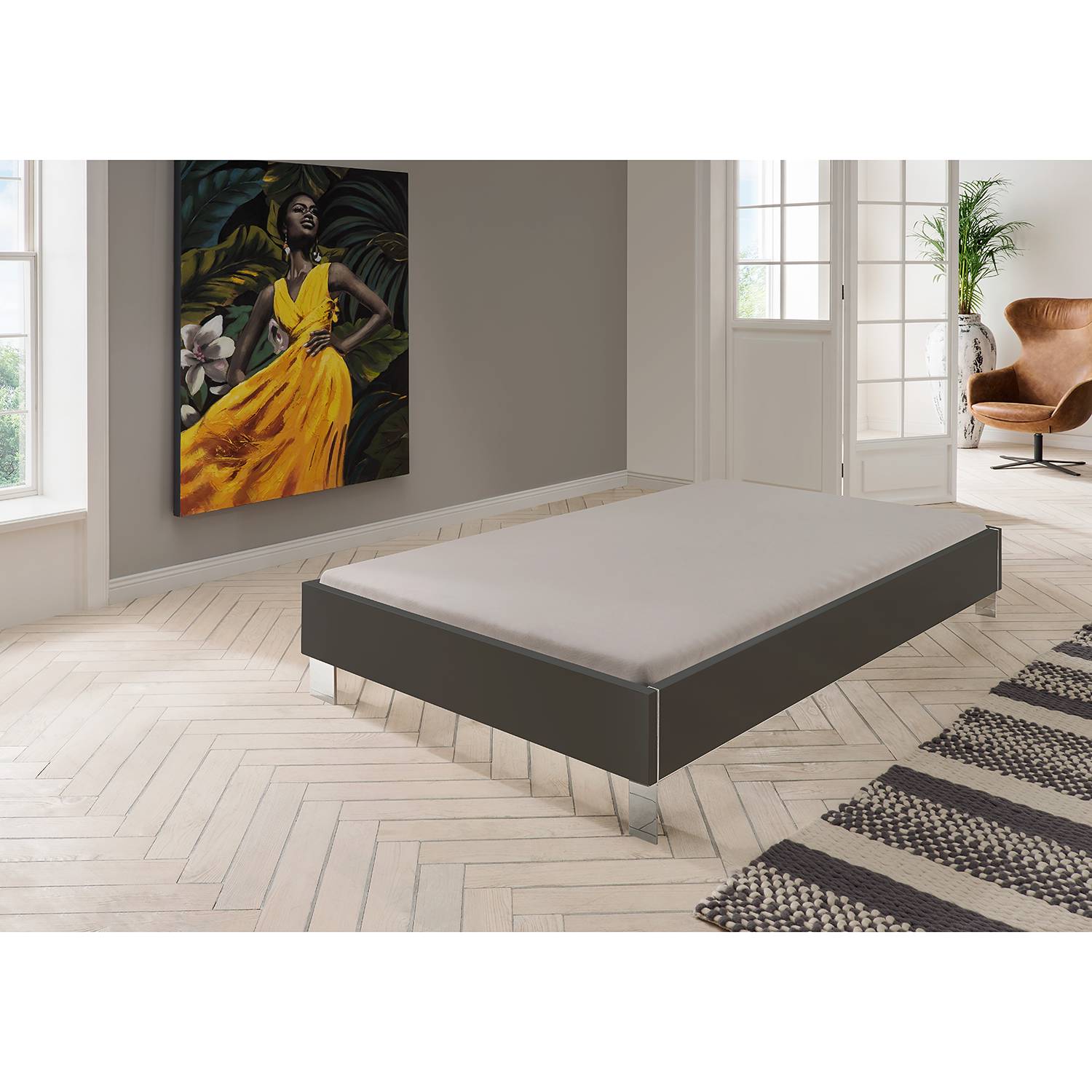 Wimex Bettgestell Level 100x200 cm Spanplatte Graphit Modern von Wimex