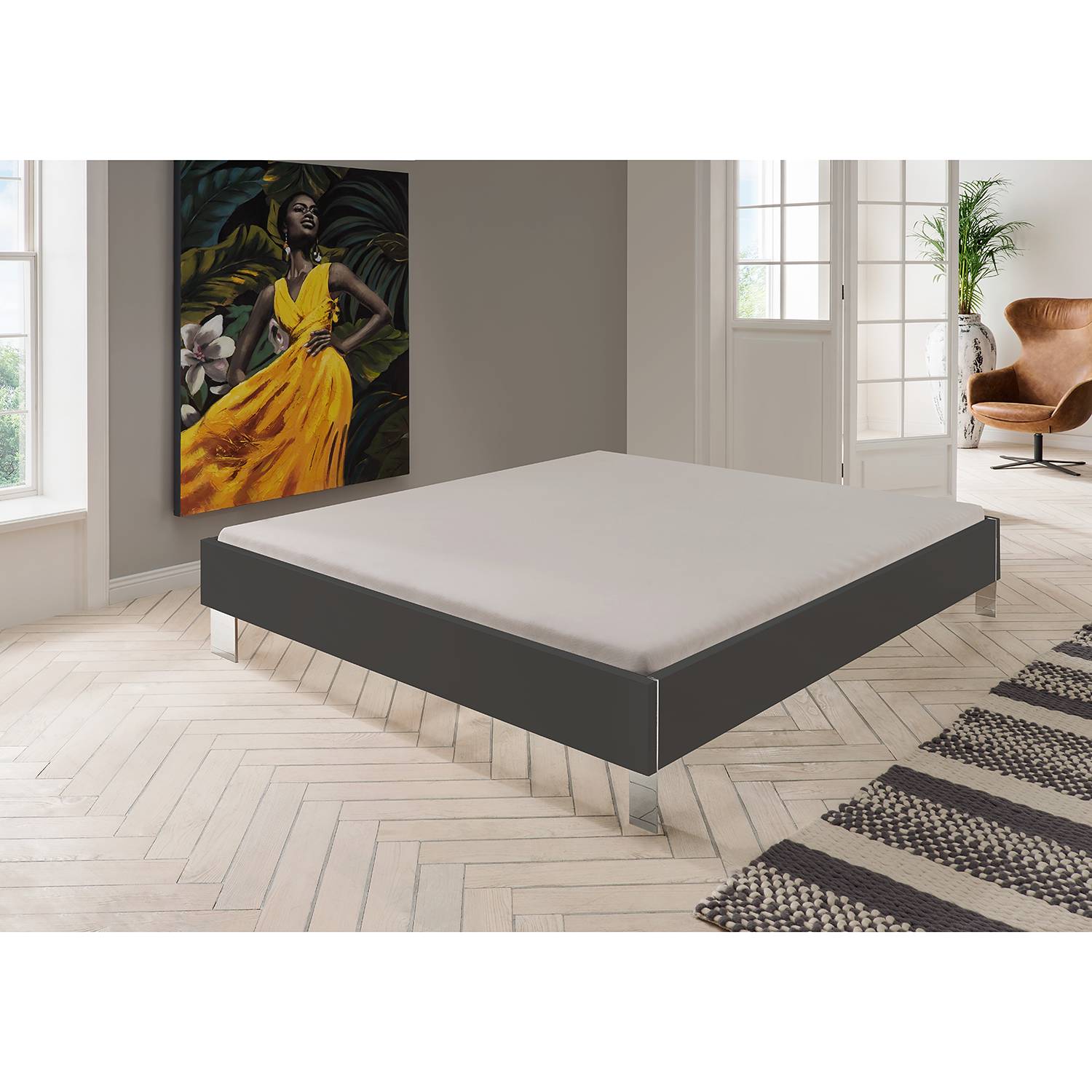 Wimex Bettgestell Level 160x200 cm Spanplatte Graphit Modern von Wimex