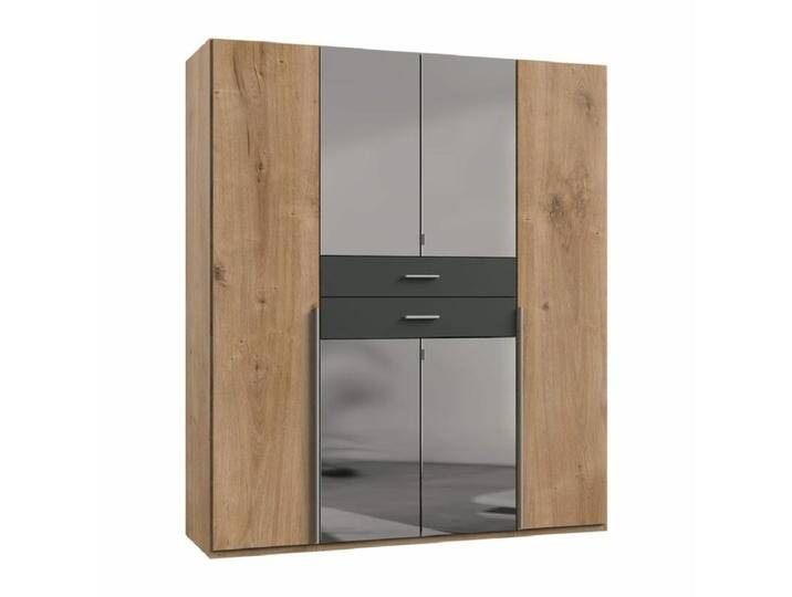 Wimex Denver Drehtürenschrank 6-türig mit Spiegel - Plankeneiche Nachbildung, Spiegelglas, Modern von Wimex