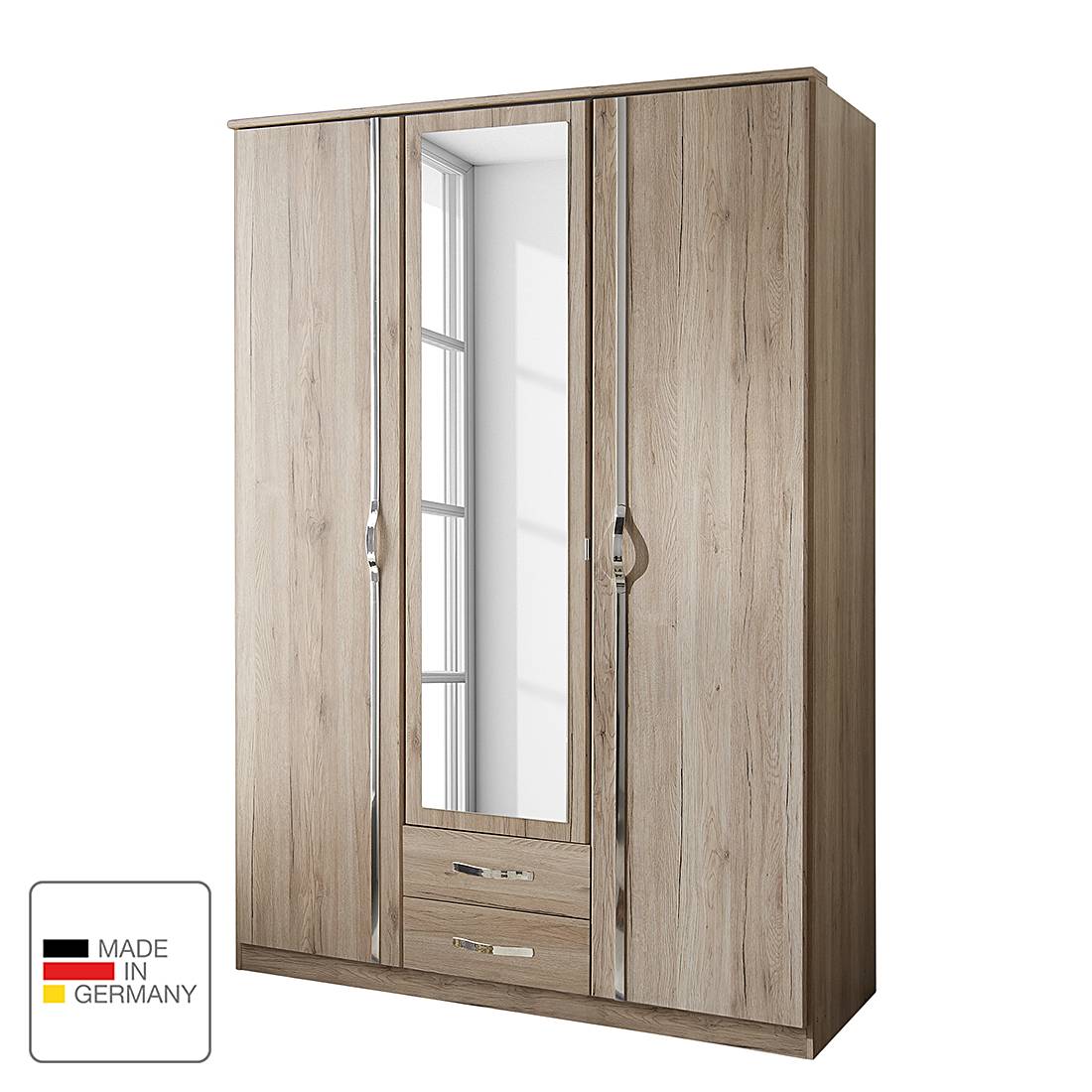 Wimex Drehtürenschrank Duo Iba Eiche San Remo Dekor mit Spiegel 135x199x58 cm (BxHxT) 3-türig Spanplatte Modern von Wimex