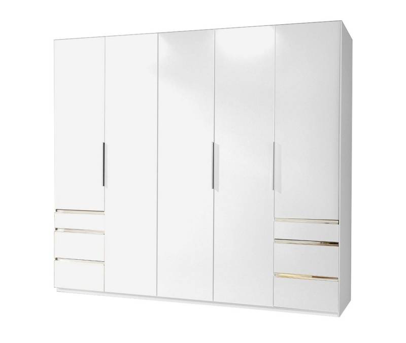 Wimex Drehtürenschrank Level (mit Holztüren, Schubladen, Einlegeböden, Kleiderstangen, 1-St., moderne Optik, chromfarbene Kantengriffe aus Metall) 250x58x236cm Weiß von Wimex