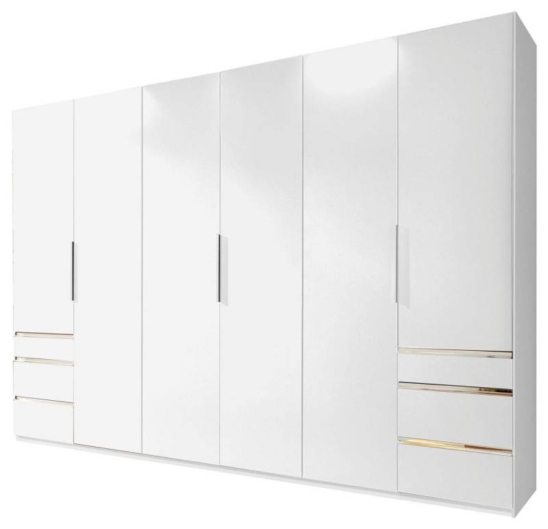 Wimex Drehtürenschrank Level (mit Holztüren, Schubladen, Einlegeböden, Kleiderstangen, 1-St., moderne Optik, chromfarbene Kantengriffe aus Metall) 300x58x216cm weiß von Wimex