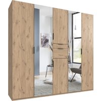Wimex Drehtürenschrank "Moldau. Lieferung bis in Deine Etage", Kleiderschrank mit Spiegel, 2 Schubladen in 2 Breiten schwarze Griffe von Wimex
