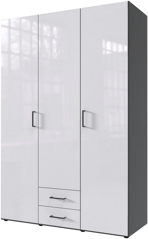Wimex Drehtürenschrank Mugano (mit langen oder kurzen Griffen aus Metall) wahlweise mit oder ohne Spiegel, mit Schubladen von Wimex