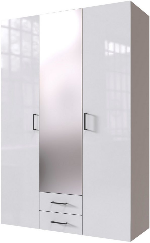 Wimex Drehtürenschrank Mugano (mit langen oder kurzen Griffen aus Metall) wahlweise mit oder ohne Spiegel, mit Schubladen von Wimex