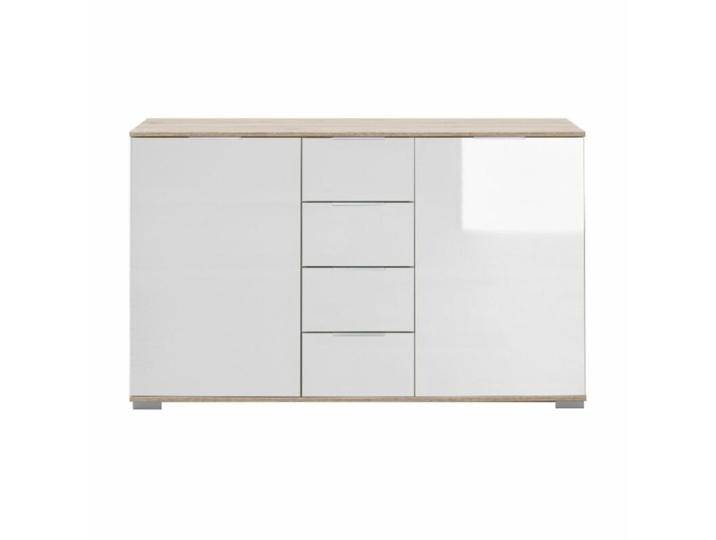Wimex Easy Plus Kombikommode - Eiche sägerau Nachbildung, Glas weiß, Modern von Wimex
