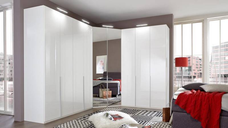 Wimex Eckkleiderschrank Eckschrank New York D 255x300 cm Softwhite mit Spiegel von Wimex
