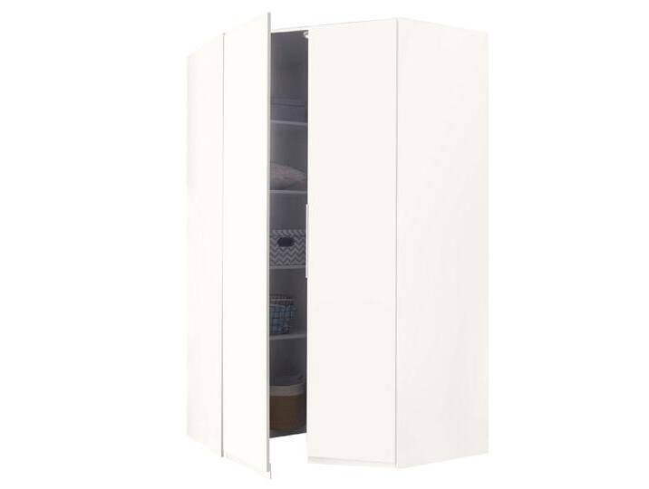 Wimex Eckschrank Level (2 Türen, mit Kleiderstange und Einlegeböden, 1-St., moderne Optik, chromfarbene Metallgriffleisten) 120x120cm weiß, weiß von Wimex