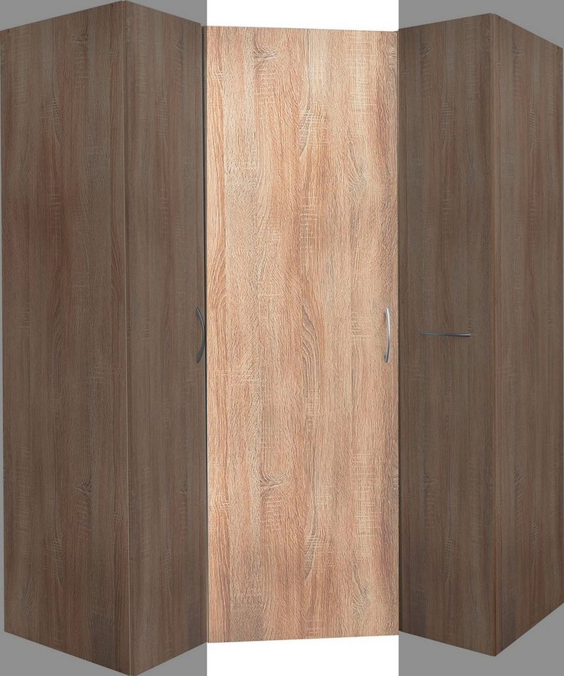 Wimex Eckschrank Multiraumkonzept (1 Tür, 2 Seitenwände, 1-St., moderne Optik, alufarbene Kunststoffgriffe) 95x95cm Eiche Sägerau von Wimex