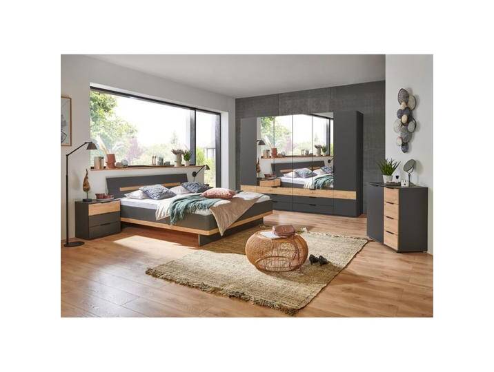 Wimex Gibraltar Schlafzimmer 4-tlg. mit Spiegel-Drehtürenschrank in Dekor graphit von Wimex
