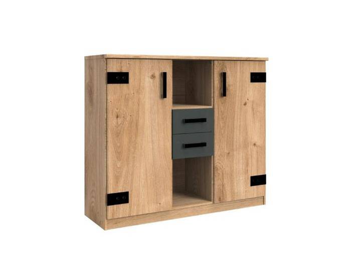 Wimex Highboard Liverpool, ca. 124 x 105 x 41 cm in Plankeneiche von Wimex