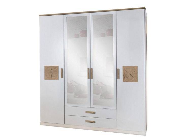 Wimex KLEDIERSCHRANK, Weiß, Braun, Holz, 4 Fächer, 2 Schubladen, Rechteckig, 180x198x58 cm, Schlafzimmer, Kleiderschränke, Drehtürenschränke von Wimex