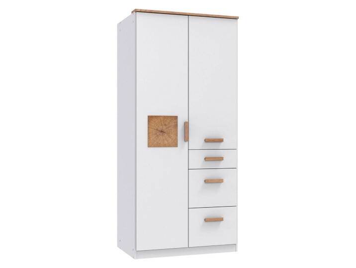 Wimex KLEIDERSCHRANK, Weiß, Eiche, Holz, 2 Fächer, 3 Schubladen, Rechteckig, 91x199x58 cm, Schlafzimmer, Kleiderschränke von Wimex