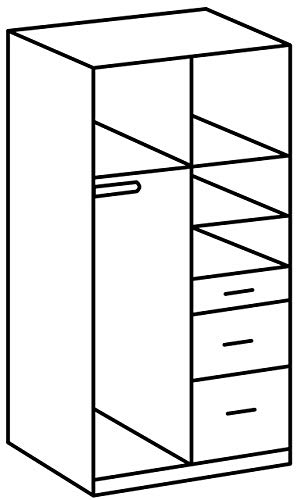 Wimex Kleiderschrank/ Drehtürenschrank Click, 2 Türen, 2 große, 1 kleine Schublade, 1 Spiegel, (B/H/T) 90 x 199 x 58 cm, Weiß/ Absetzung Anthrazit von Wimex