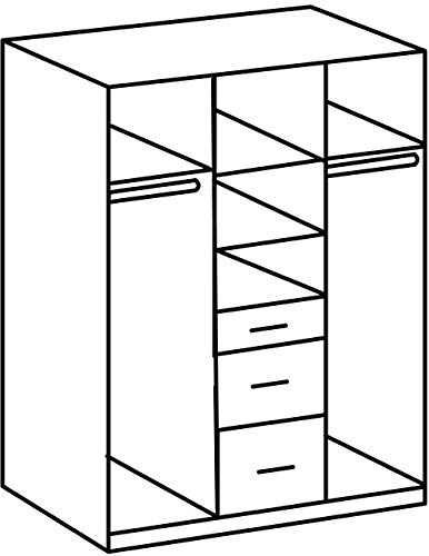 Wimex Kleiderschrank/ Drehtürenschrank Click, 3 Türen, 2 große, 1 kleine Schubladen, (B/H/T) 135 x 199 x 58 cm, Weiß/ Absetzung Anthrazit von Wimex