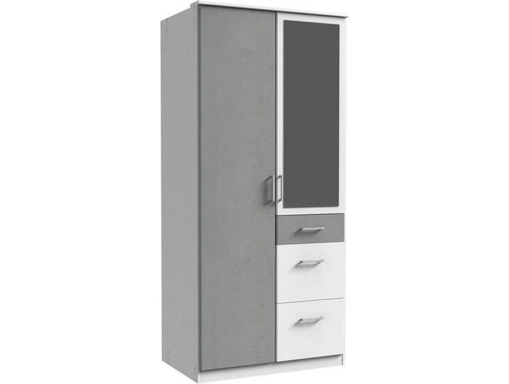 Wimex Kleiderschrank Click mit Spiegel, grau weiß, Türen: 2 St., Weiß/Beton-Nachbildung lichtgrau von Wimex