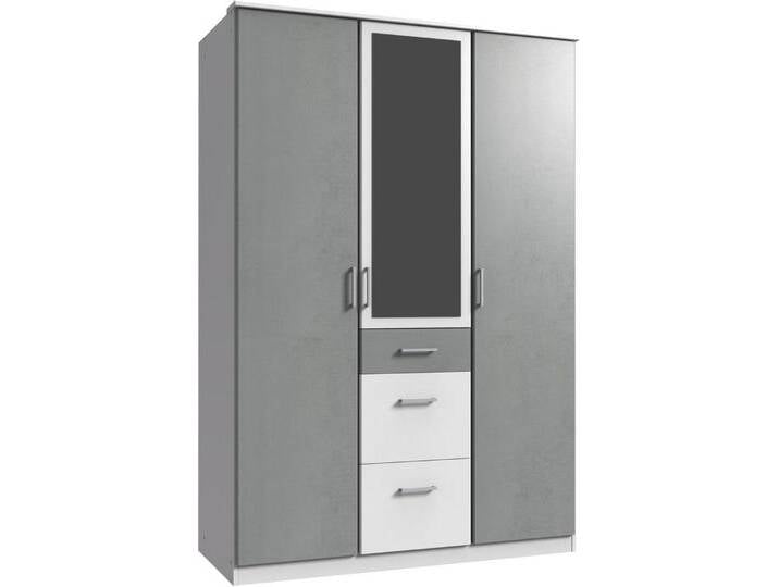 Wimex Kleiderschrank Click mit Spiegel, grau weiß, Türen: 3 St., Weiß/Beton-Nachbildung lichtgrau von Wimex