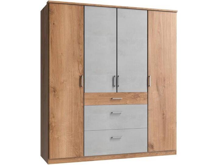 Wimex Kleiderschrank Click ohne Spiegel, beige grau, Türen: 4 St., Plankeneichefarben/Beton-Nachbildung lichtgrau von Wimex