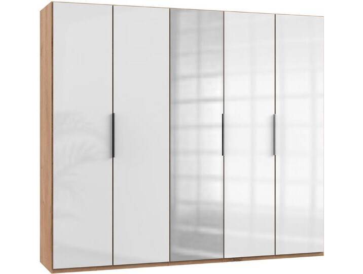 Wimex Kleiderschrank Level by fresh to go mit Glas- und Spiegeltüren, beige, Türen: 5 St., plankeneichefarben/Weißglas von Wimex