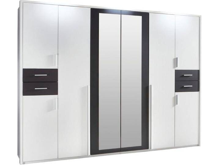 Wimex Kleiderschrank Vegas (mit Türen, Spiegel, Kleiderstangen, Einlegeböden, 1-St., moderne Optik, alufarbene Stangengriffe aus Kunststoff) 273x58x210cm Weiß Graphit mit Spiegel von Wimex