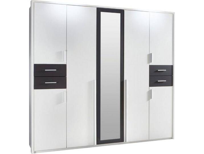 Wimex Kleiderschrank Vegas (mit Türen, mit Spiegel, mit Schubladen, 1-St., moderner Kleiderschrank 7-türig) 7-türig 228x58x210cm weiß graphit mit Spiegel von Wimex