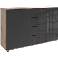 Wimex Kombikommode "Leonberg, Sideboard 2trg mit 4 Schubladen" mit Glasfront, B/T/H 130/41/83cm, schwarze Metallgriffe von Wimex