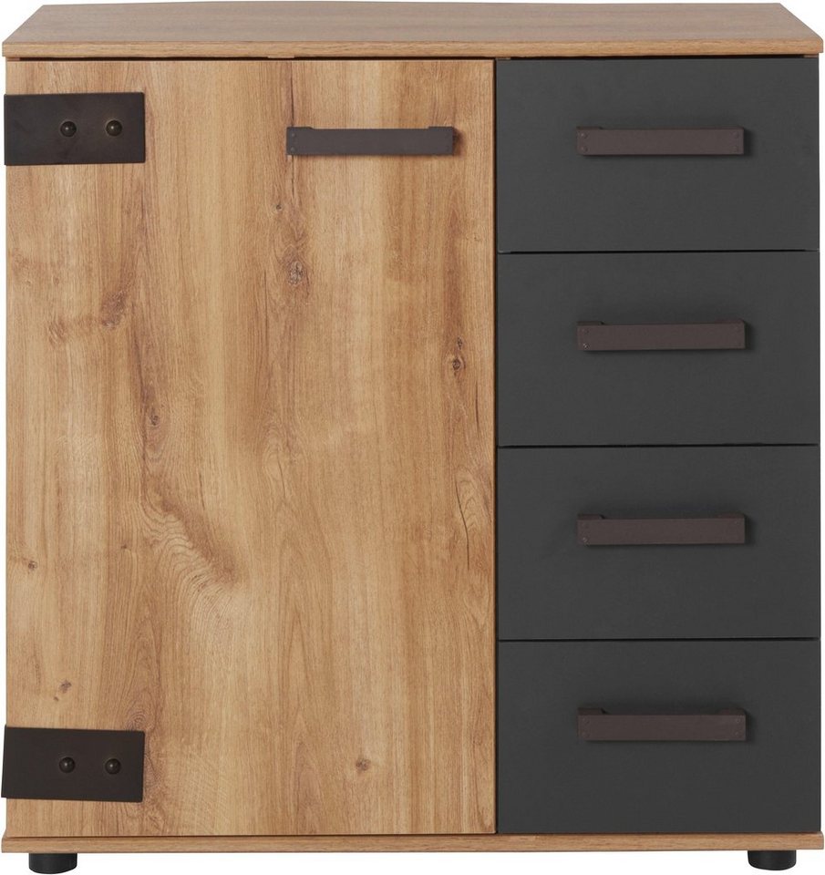 Wimex Kombikommode Malmoe, Schrank mit 1 Tür und 4 Schubladen, Made in Germany, im rusikalen look, Industrial Design, 81x41x83cm Wimex Kombikommode Malmoe, Schrank mit 1 Tür und 4 Schubladen, Made in Germany, im rusikalen look, Industrial Design, 81x41x83cm von Wimex