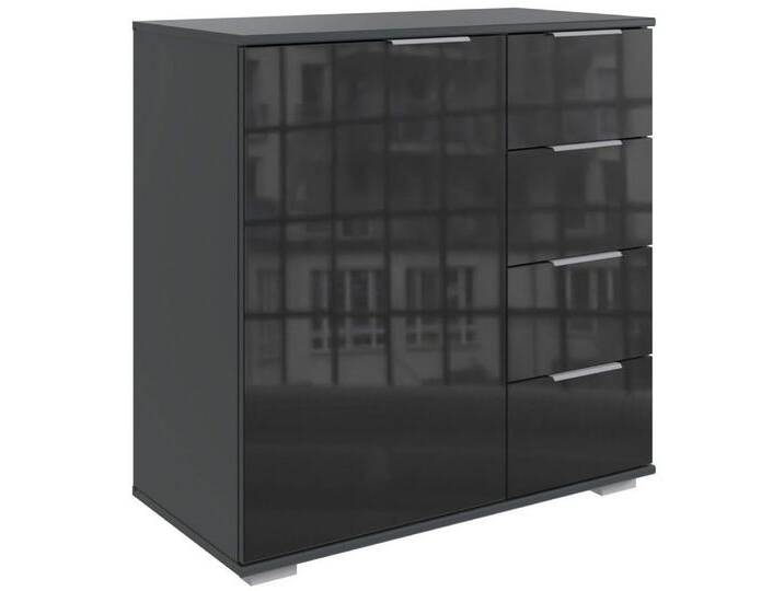 Wimex Kommode Easy Plus (1 Tür, 4 Schubladen, 1 St., moderne Optik, mit Schubladen), 82x41x83cm graphit / Schwarzglas 4 Schubladen, grau schwarz von Wimex