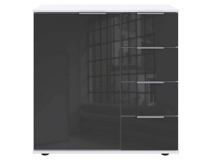 Wimex Kommode Easy Plus (1 Tür, 4 Schubladen, 1 St., moderne Optik, mit Schubladen), 82x41x83cm weiß / Grauglas, 4 Schubladen, grau weiß von Wimex