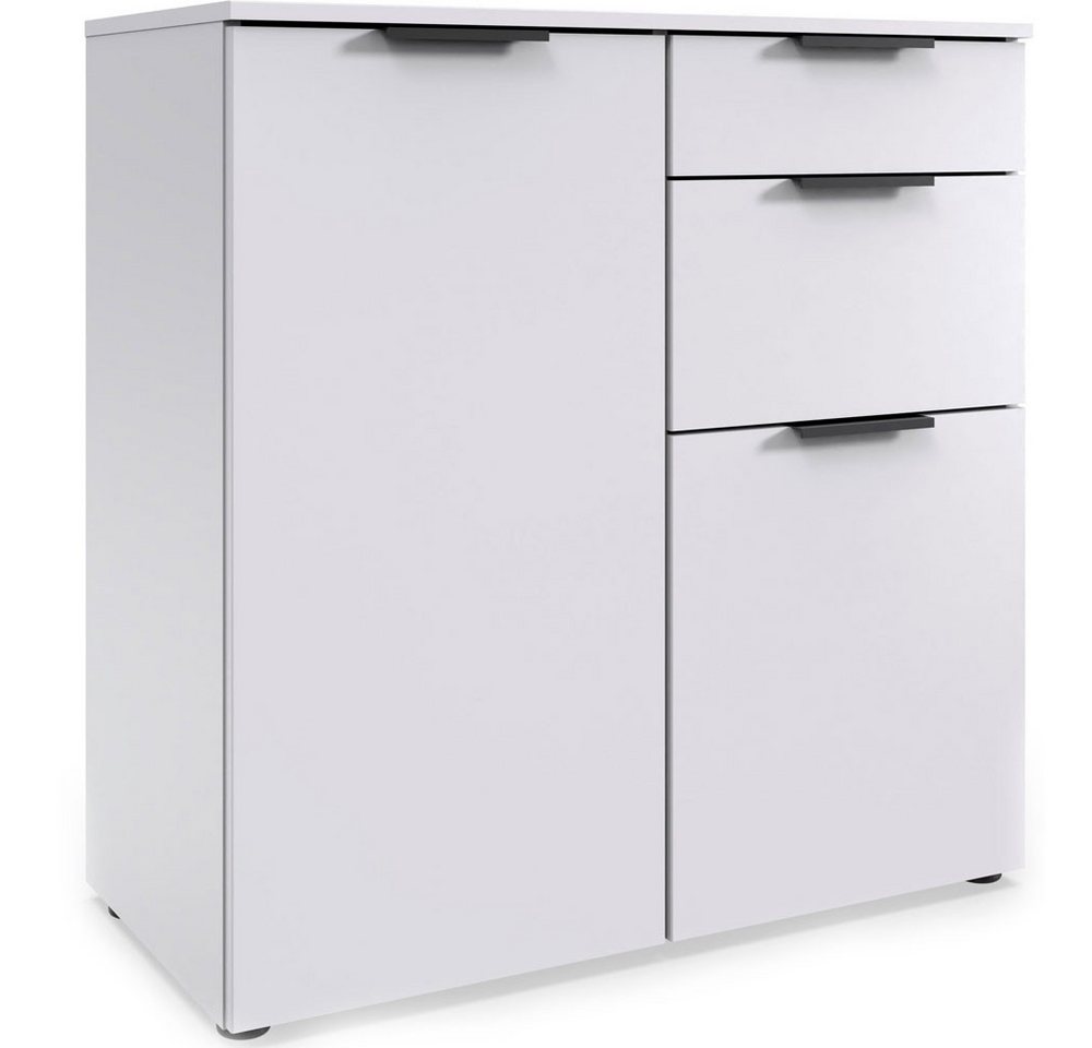 Wimex Kommode Level (2-türig, mit 2 Schubladen, 2 Einlageböden, 1 St., moderne Optik, schwarze Metallgriffe), 81x41x84cm mit 2 Schubladen, weiß von Wimex