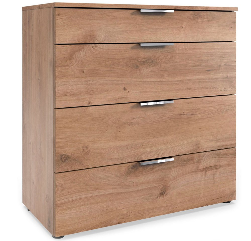 Wimex Kommode Level (4 Schubladen, 1 St., moderne Optik, chromfarbene Kantengriffe aus Metall), 81x41x84cm Plankeneiche mit Schubladen von Wimex